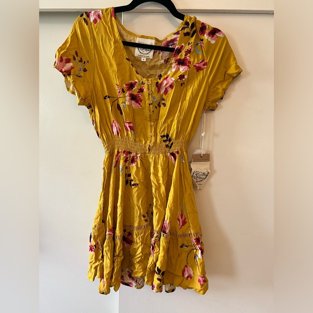 NWT Yellow Floral Dress S